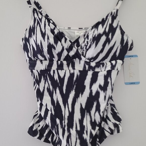 ANNECOLE LIMITED EDITION UPF50 TWIST FRONT UNDERWIRE TANKINI SWIM TOP NAVY-LARGE - Picture 4 of 10